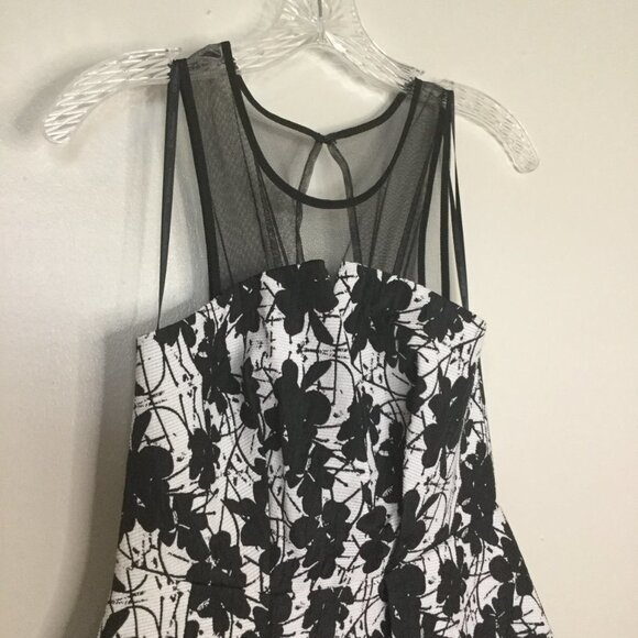 BCBGeneration Black & White Mesh Floral Dress - Picture 2 of 11